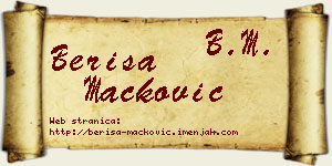 Beriša Mačković vizit kartica